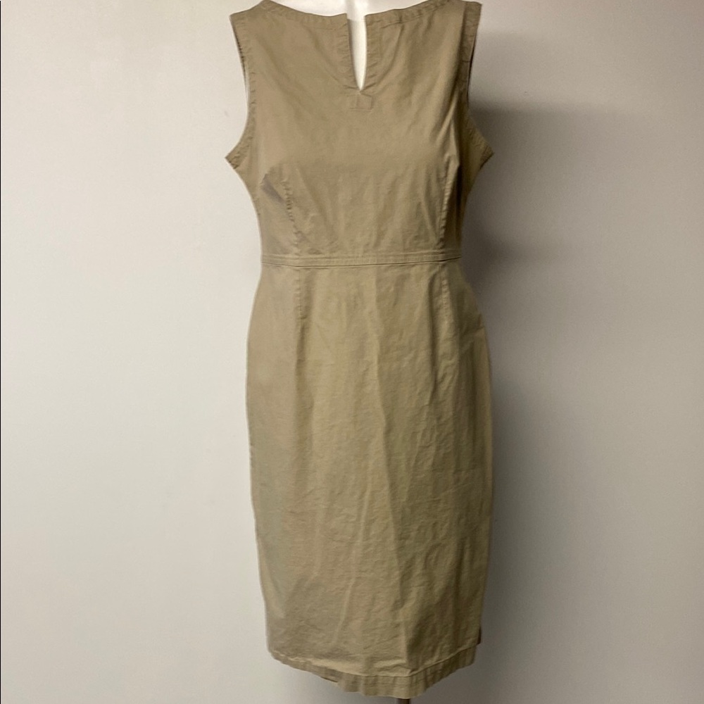 GAP Tan Sleeveless Sheath Dress V-Neck Midi
